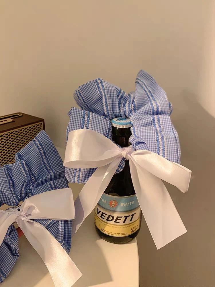 Blue Gingham Scrunchie with White Ribbon Bow - photo 4
