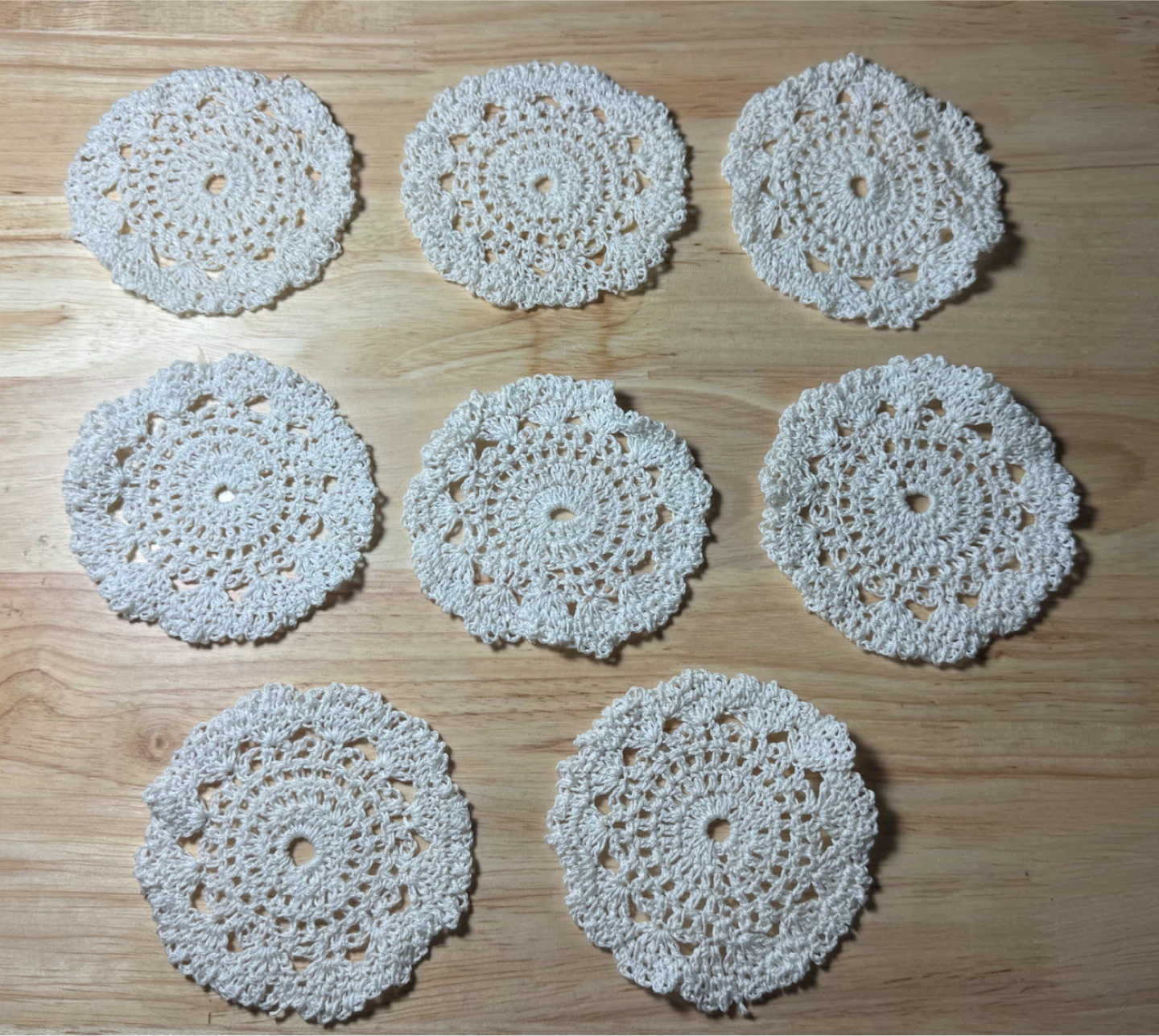 Set of 8 (Brand New) White Crochet Doilies