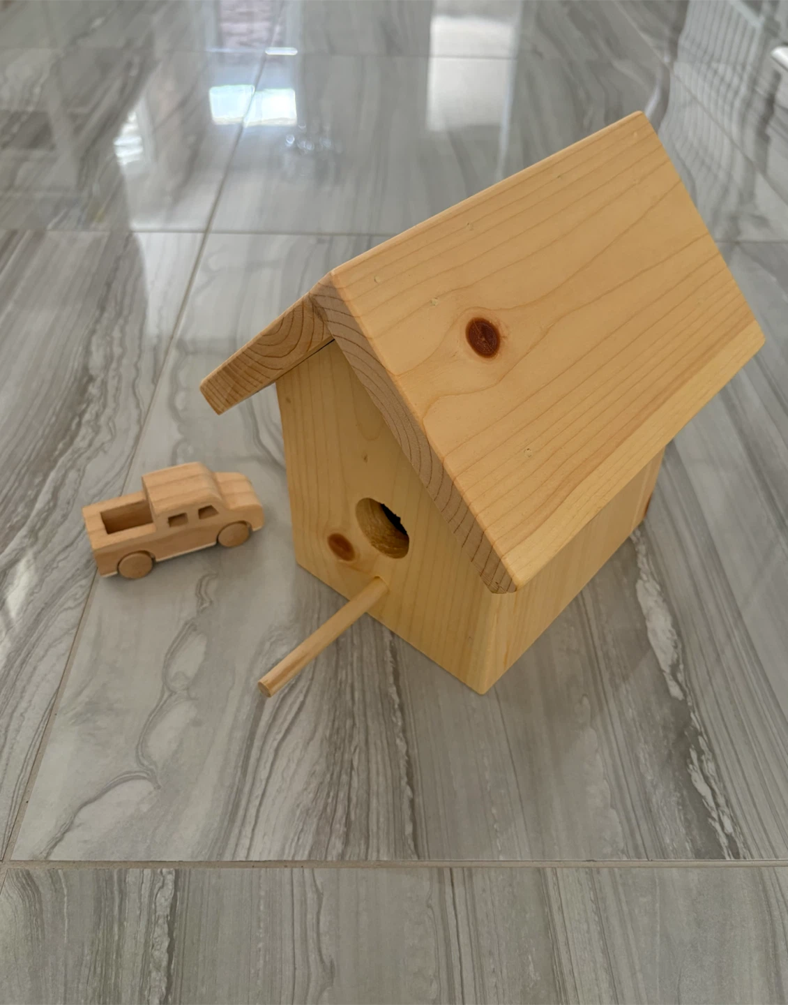 Decorative Wooden Birdhouse & Wooden Truck