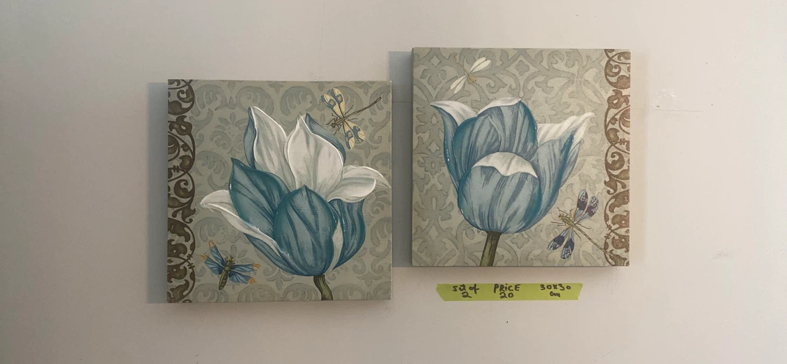Set of 2 Tulip Wall Art Canvases