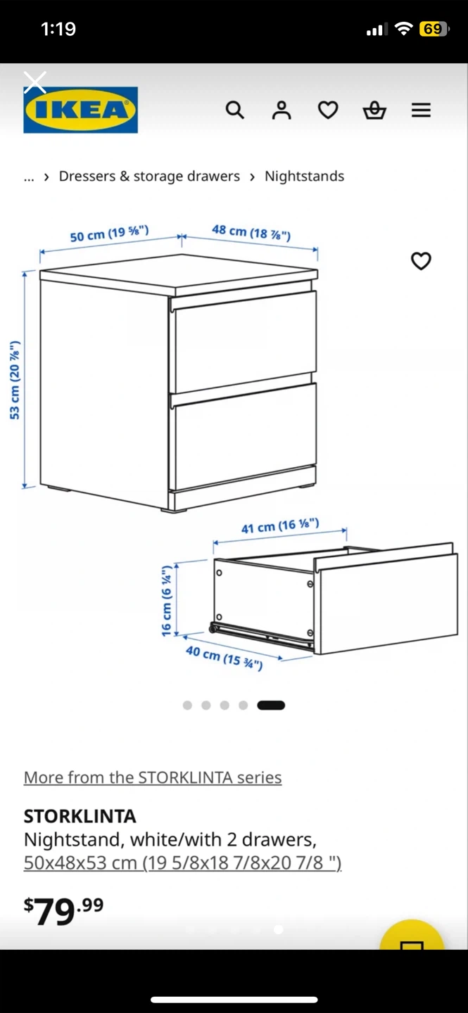 IKEA STORKLINTA Nightstand 2 drawer - photo 4