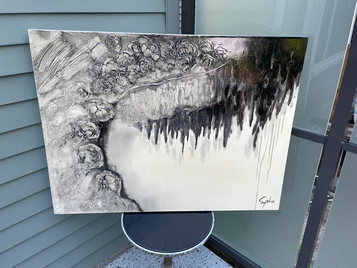 Abstract Hanging Garden Painting Cascading Floral  Modernist - photo 2
