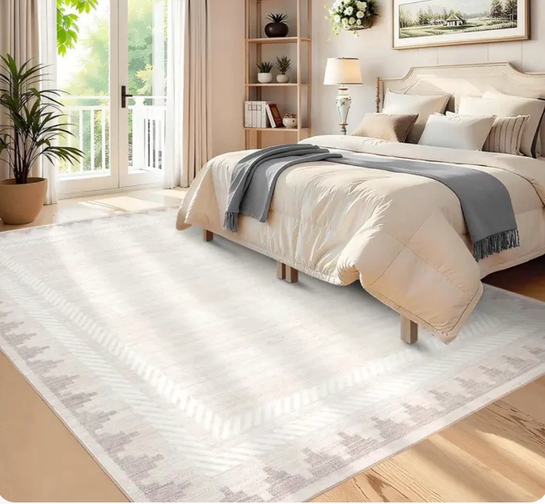 Soft Geometric Area Rug - Ivory & Beige