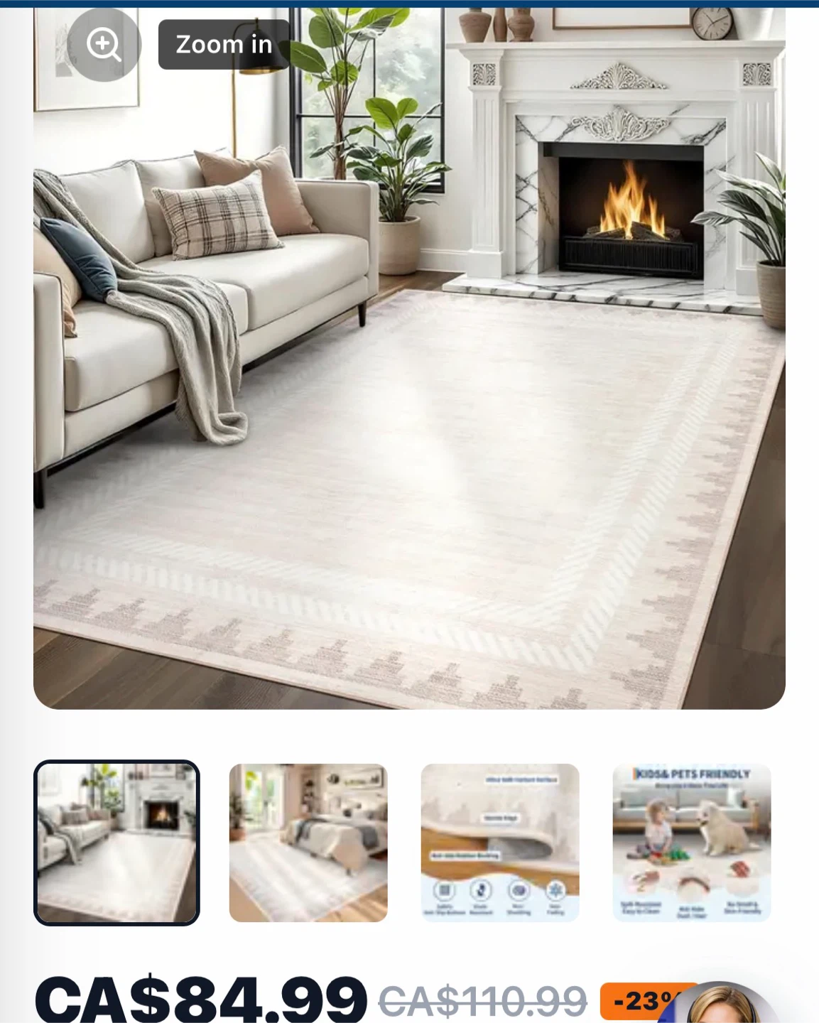 Soft Geometric Area Rug - Ivory & Beige - photo 4