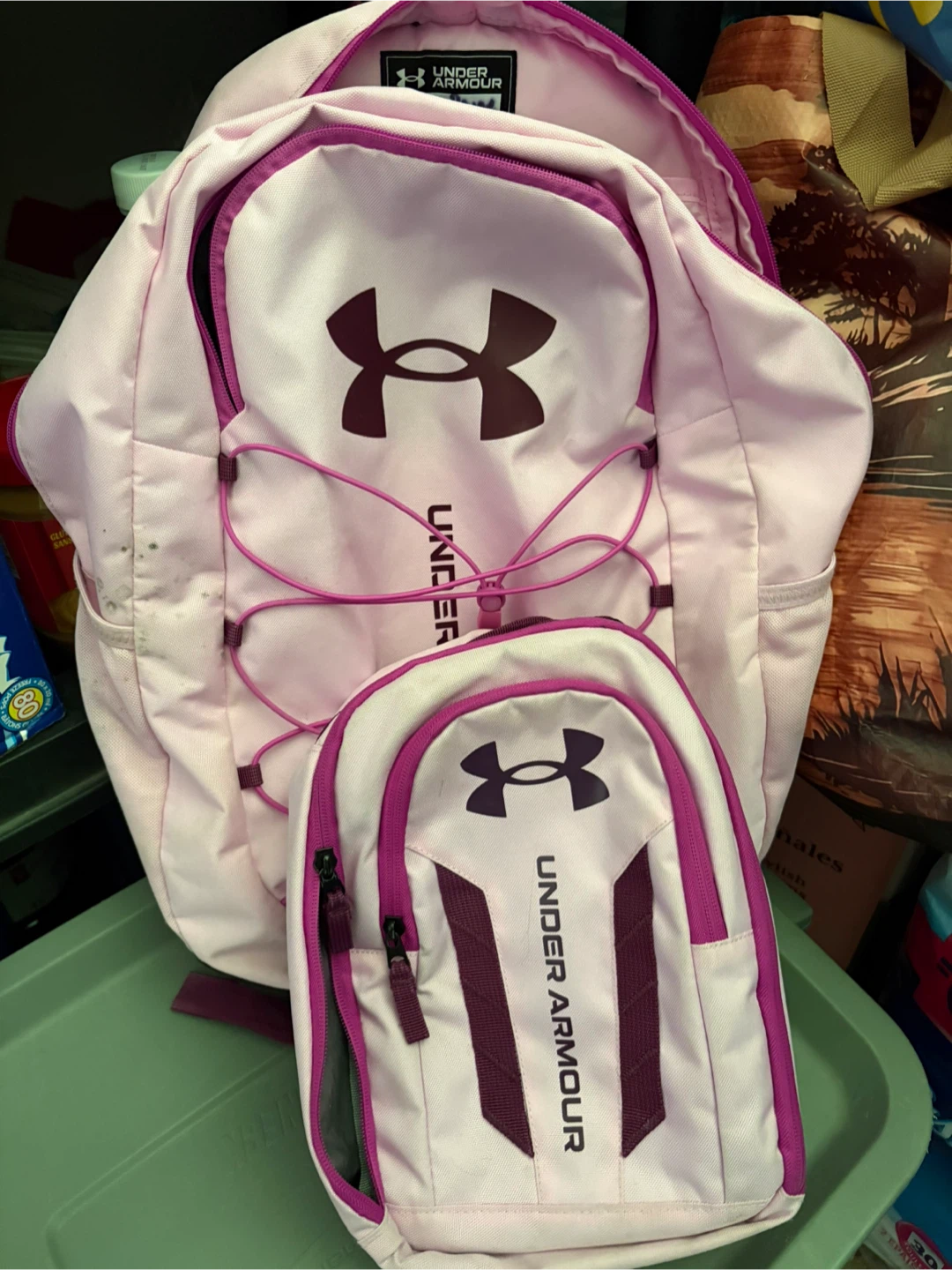 Under Armour Pink Backpack with Matching Pouch