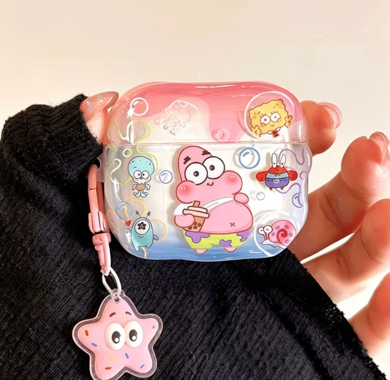Cute Cartoon Character Earbud Case with Keychain - photo 3