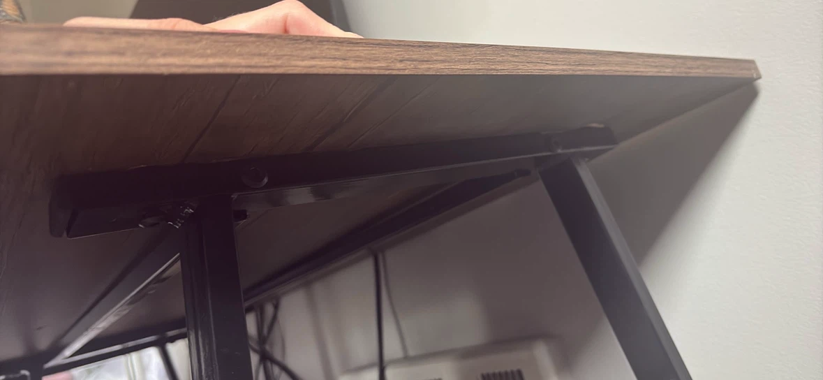 Brown Wood & Black Metal Computer Desk with Shelves - photo 2