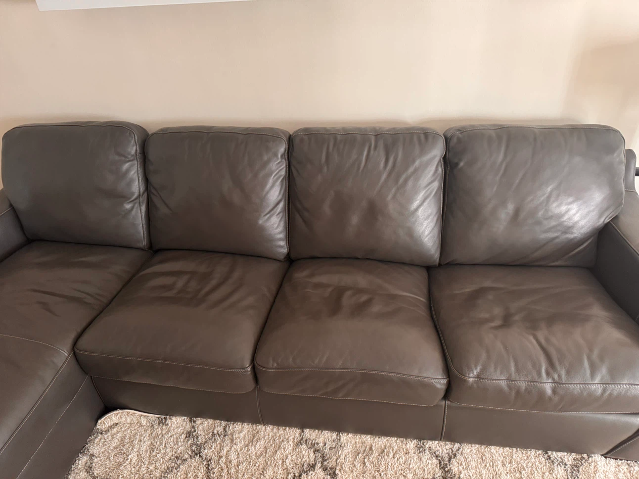 Grey Leather Sectional/queen sleeper Sofa - photo 2