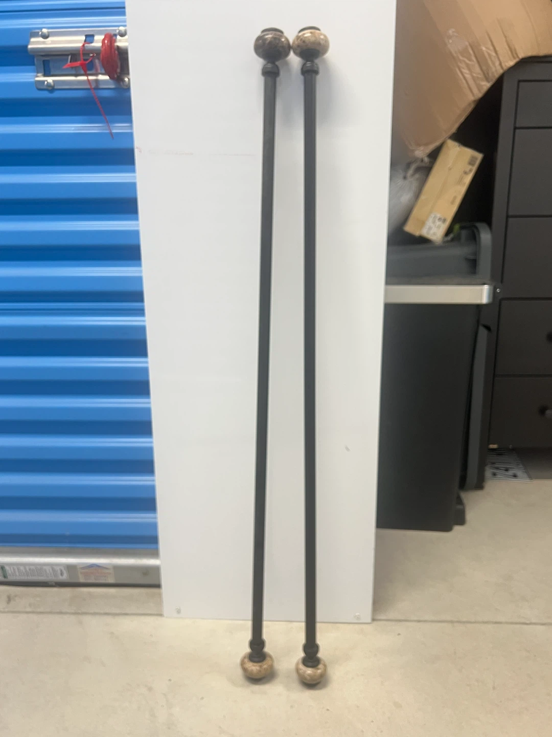 Pair of Curtain Rods with Decorative Finials