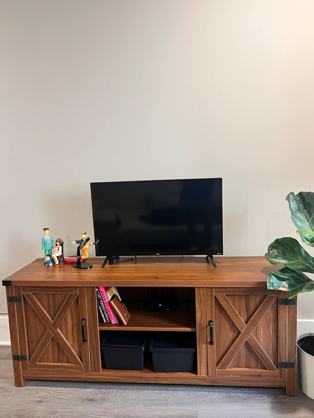Wood Media Console with Barn Doors