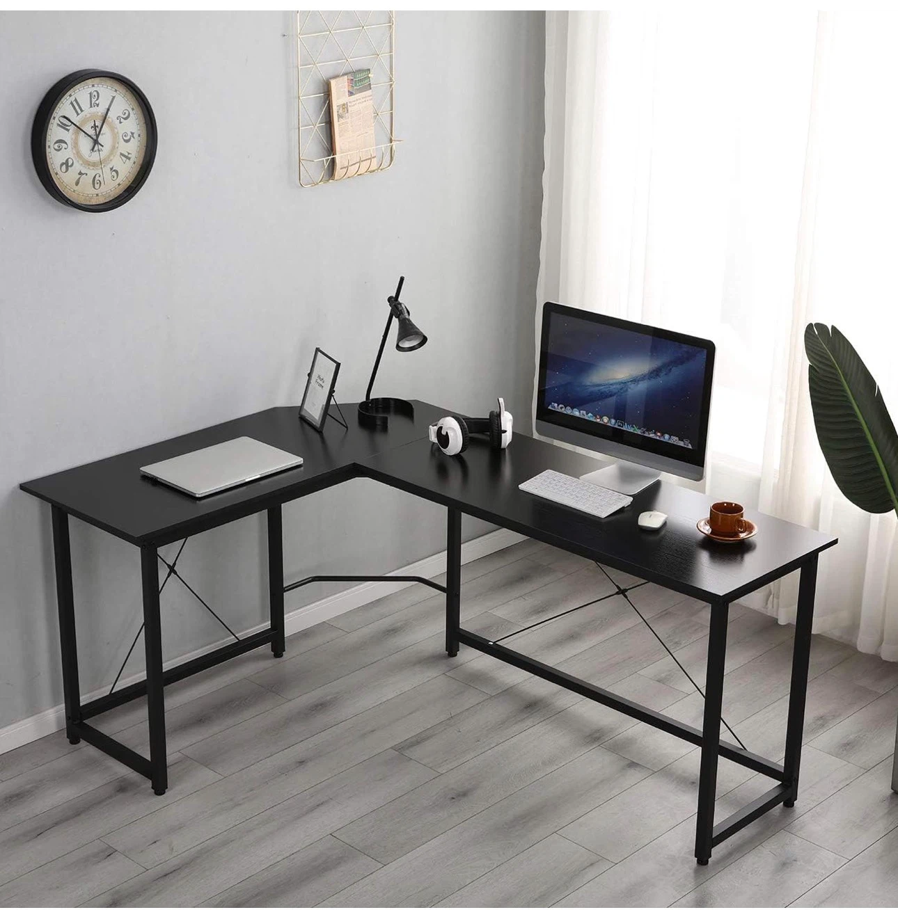 Black L-Shaped Desk