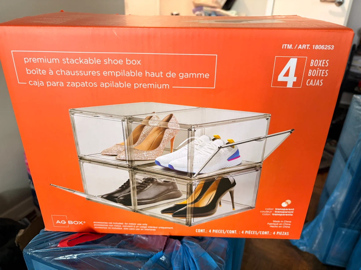 AG BOX Premium Stackable Shoe Boxes - 4 Pack