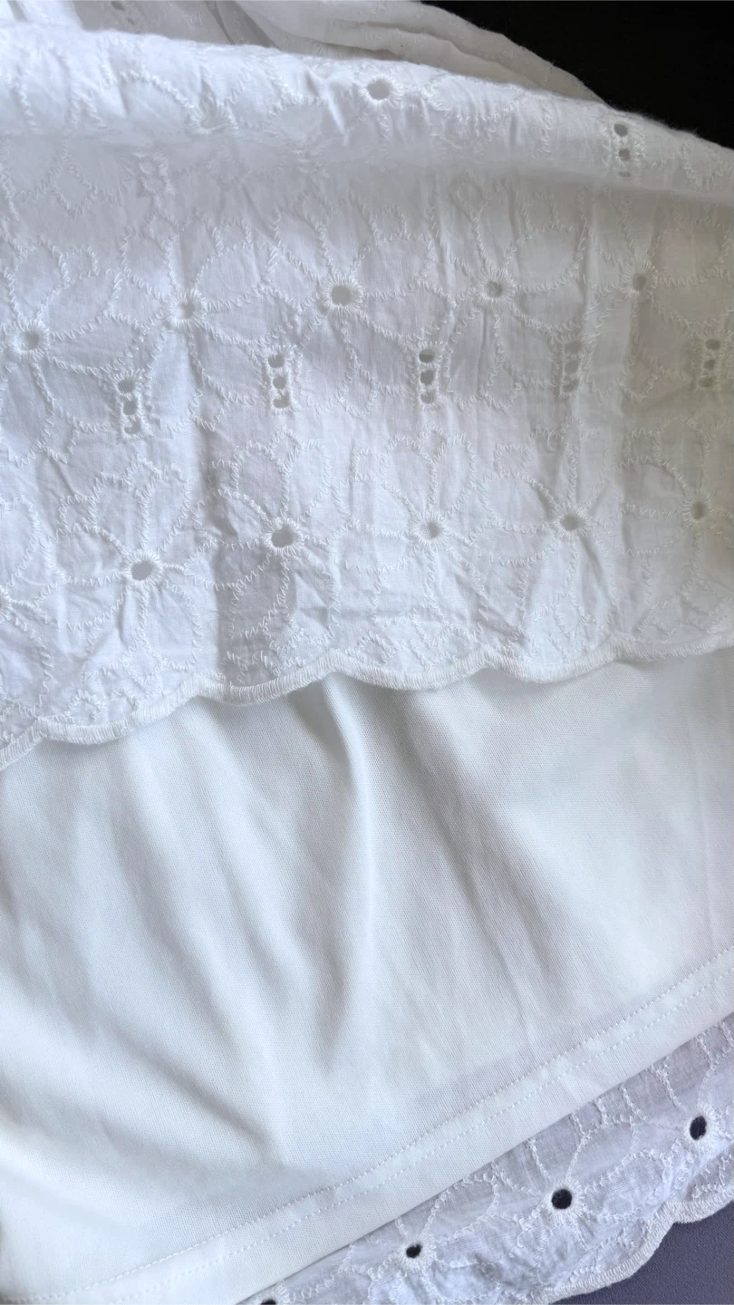 White Cotton Eyelet Midi Dress with Belt - photo 5