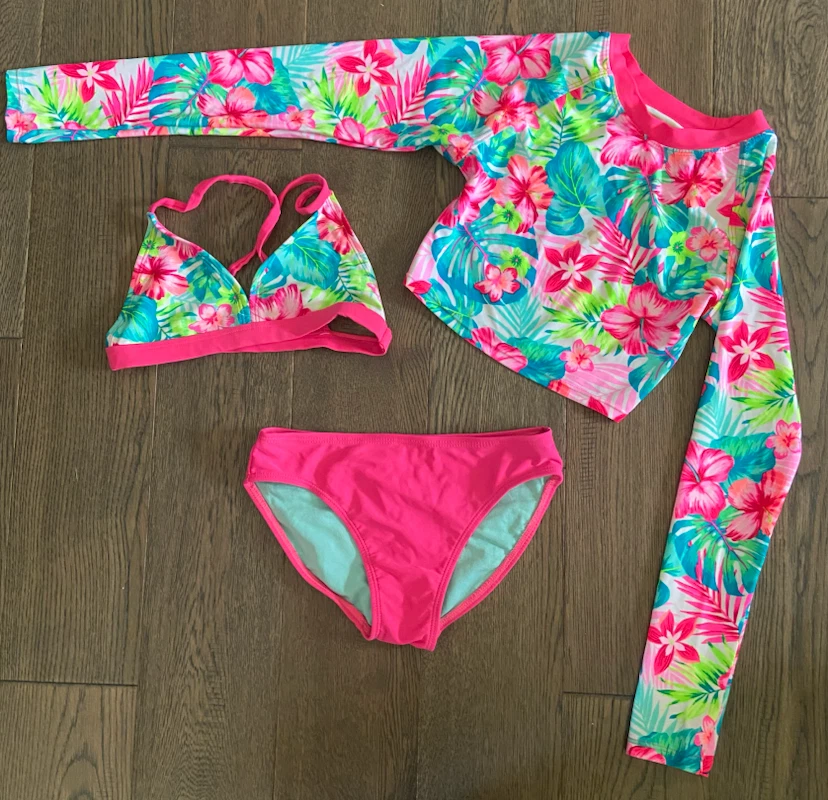 LIKE NEW: George Girls' 3-Piece Swimsuit Set, Size 7-8