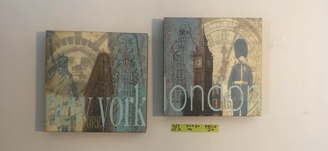 Set of 2 NYC & London Canvas Wall Art