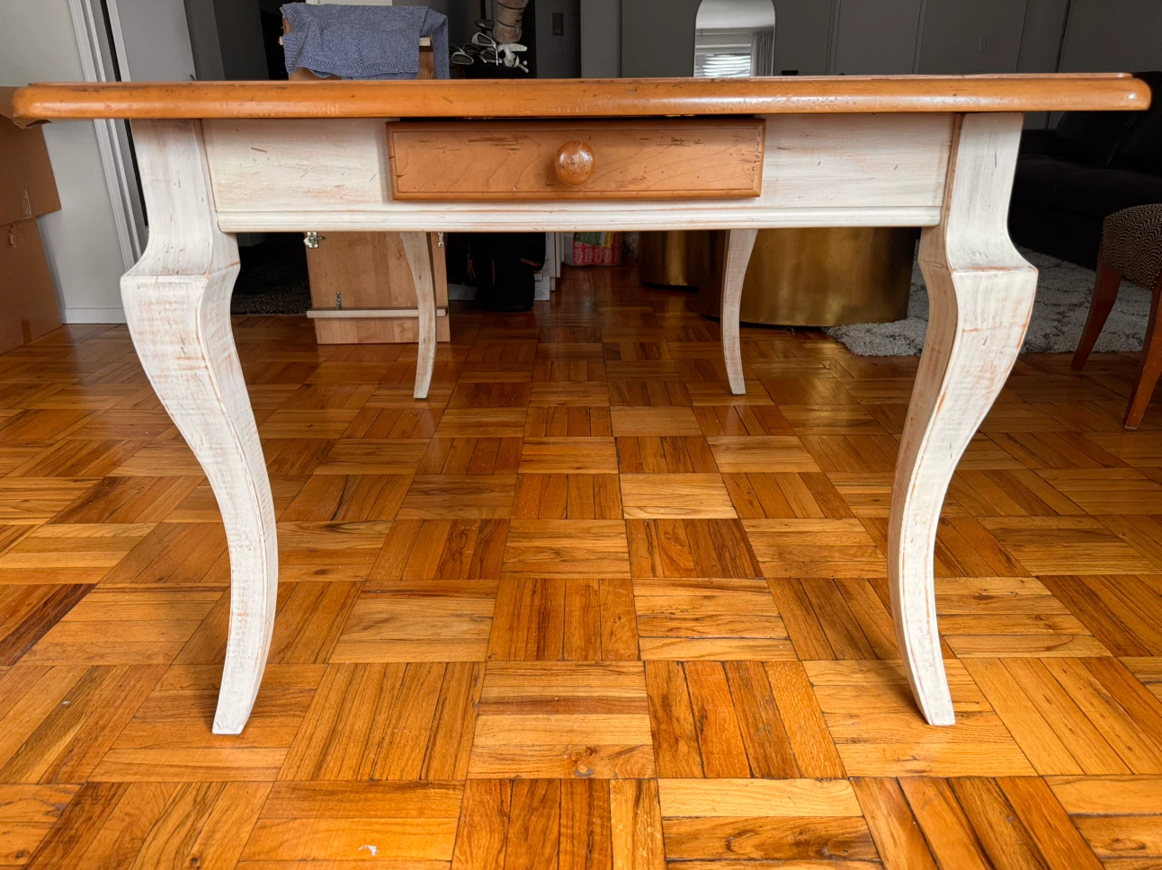 Wooden Dining Table with 2-Drawers and 2 extension leafs - photo 2