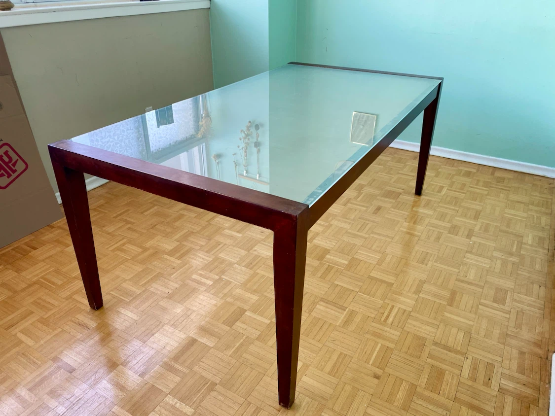 Large Glass and Wood Dining Table - photo 2