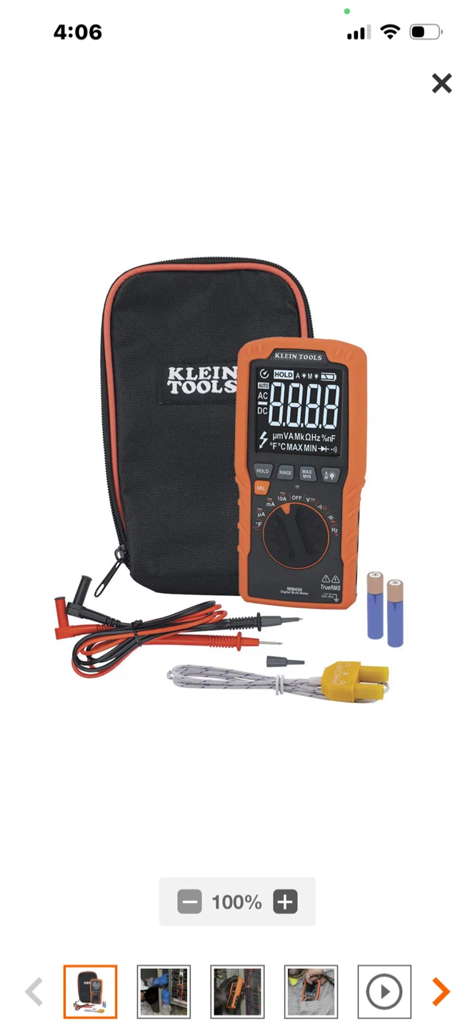 Klein Tools Slim Digital Multimeter, TRMS Auto-Ranging, 600V - photo 3