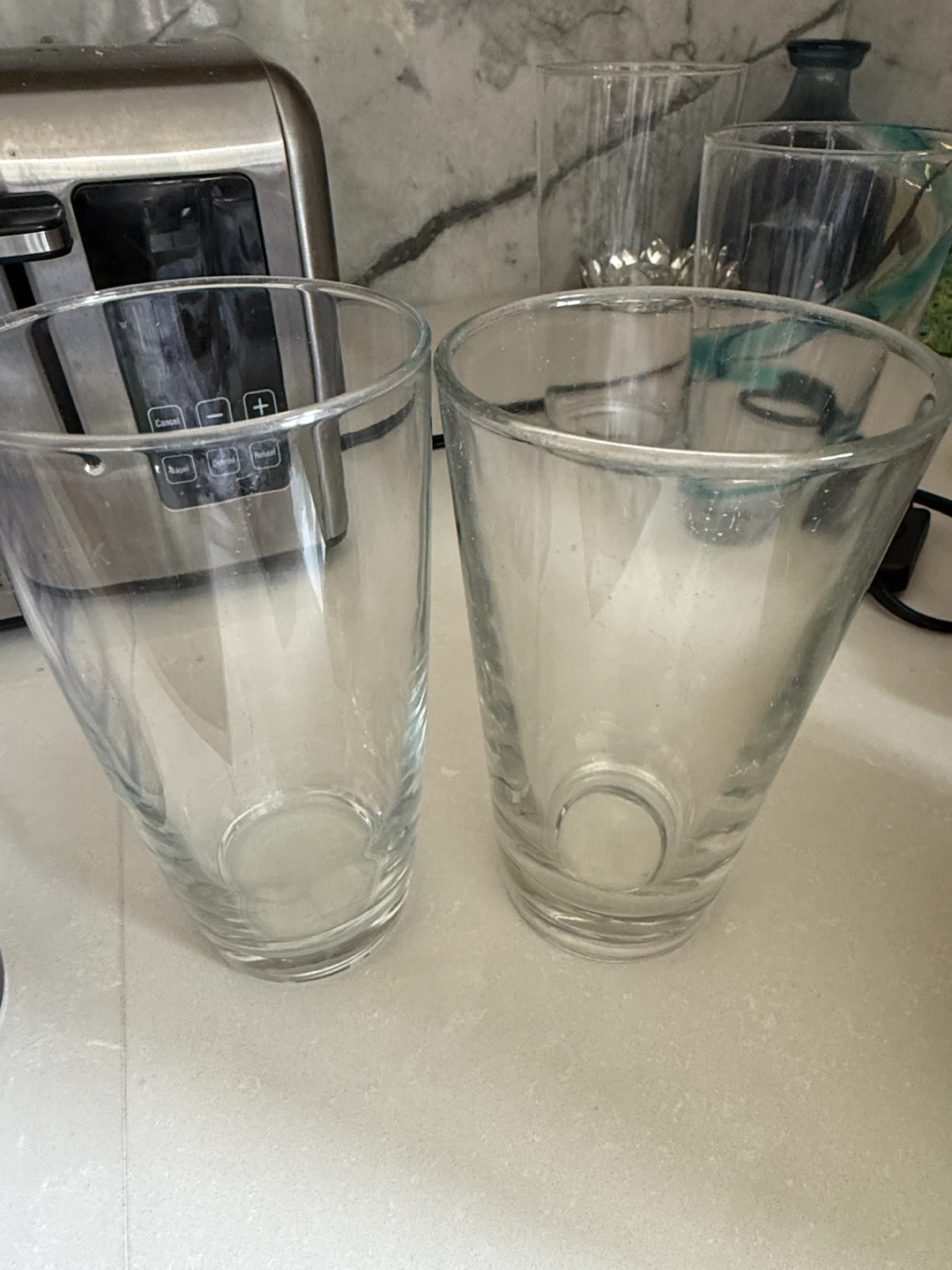 Set of 2 Blue Swirl Glass Tumblers and 2 Glass Cups - photo 2
