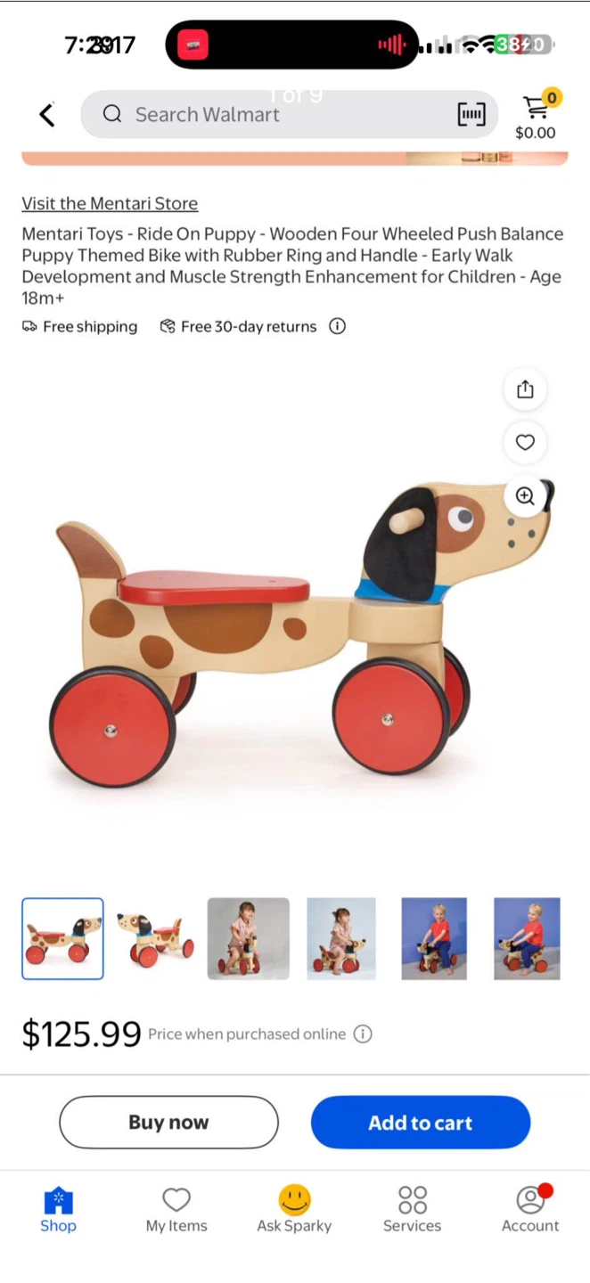 Mentari Ride On Puppy Wooden Toy