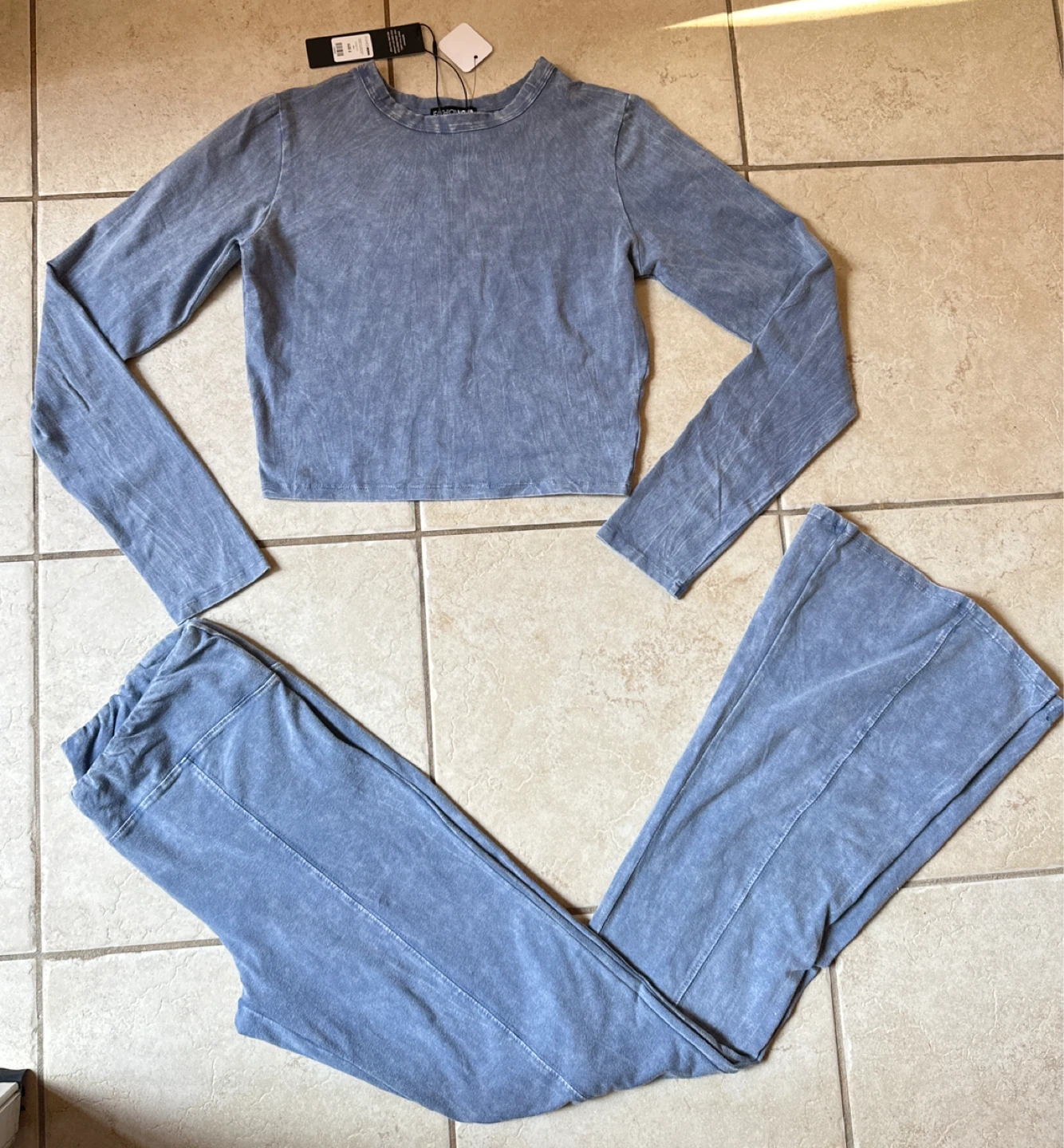 NEW! Stone Mineral Wash Flare Pants Set S-M