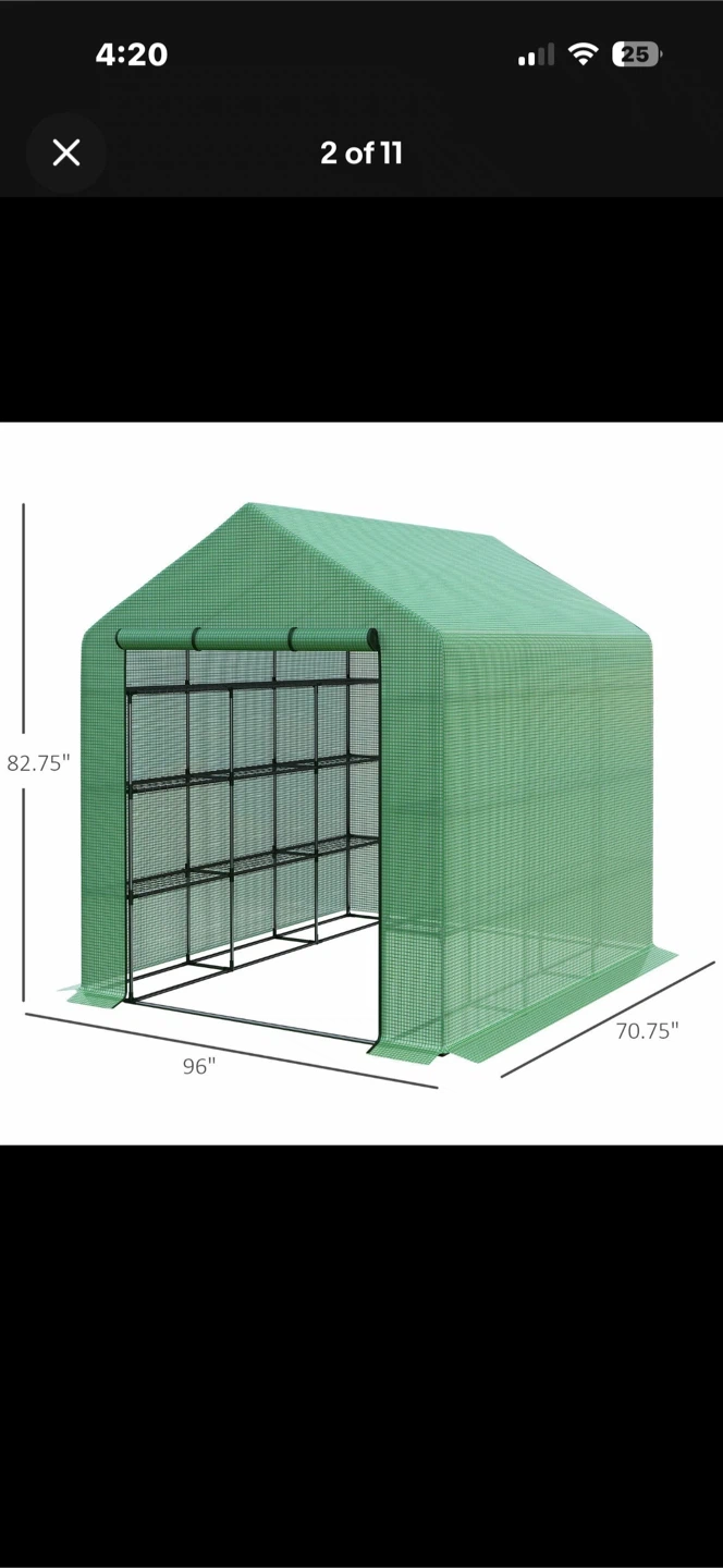 Green Walk-in Greenhouse 96" x 70.75" x 82.75" - photo 2