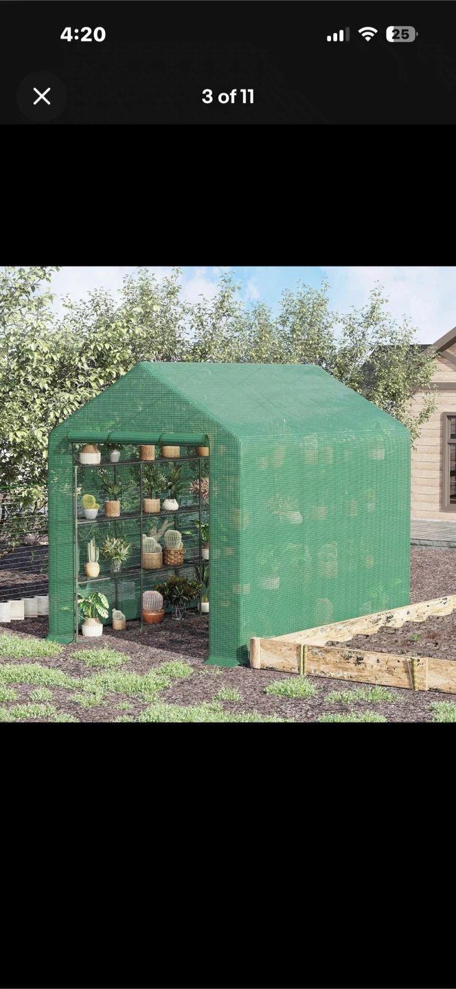 Green Walk-in Greenhouse 96" x 70.75" x 82.75" - photo 3