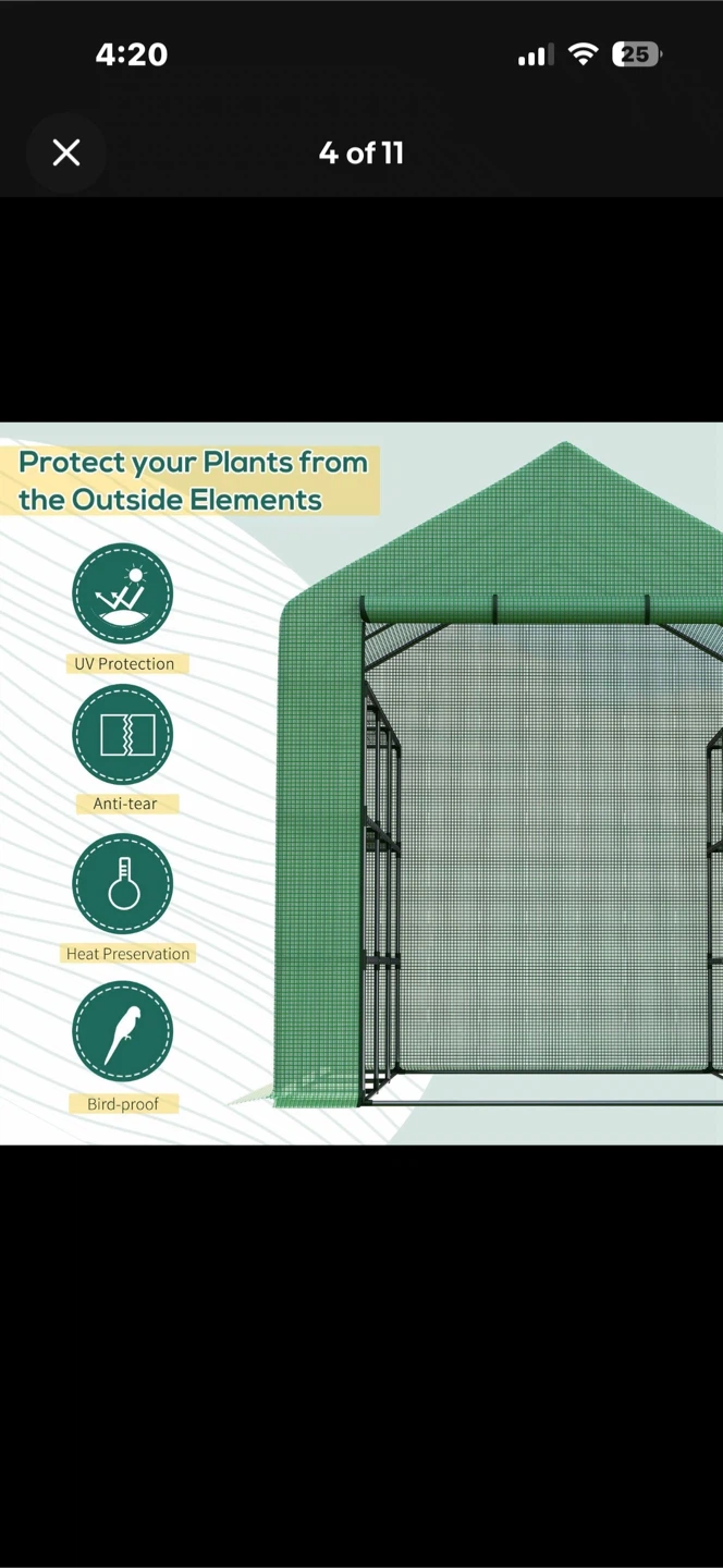 Green Walk-in Greenhouse 96" x 70.75" x 82.75" - photo 4