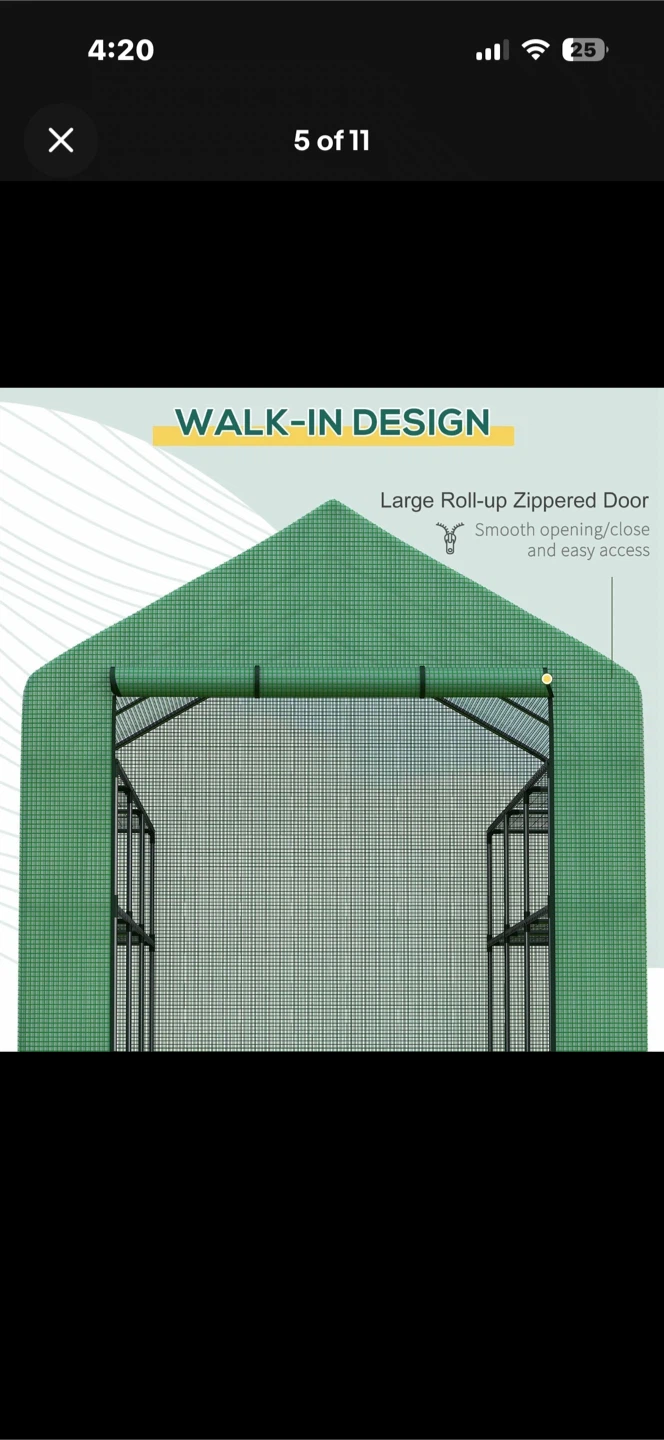 Green Walk-in Greenhouse 96" x 70.75" x 82.75" - photo 5