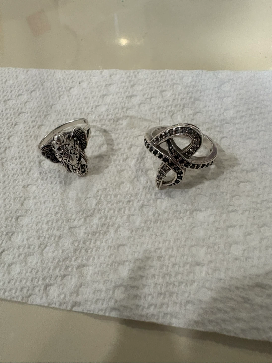 Set of 2 Rings - Elephant and Infinity Knot