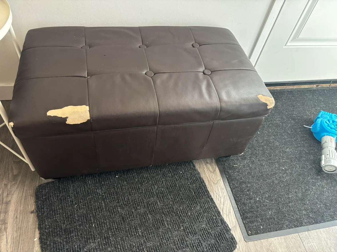 Brown Storage Ottoman Bench - Faux Leather