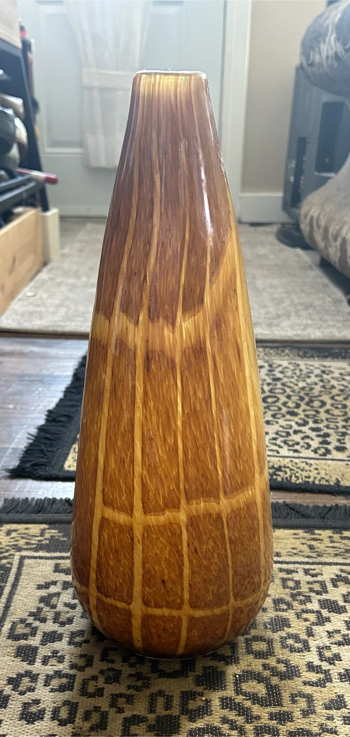 Tall Amber Textured Glass Vase
