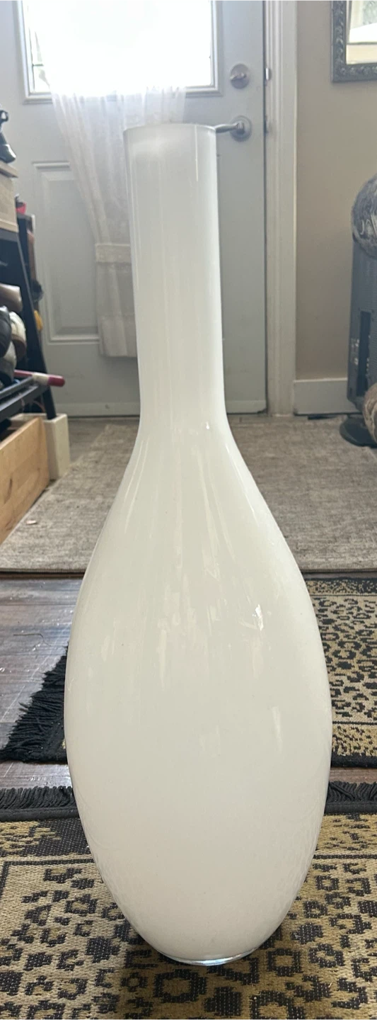 Tall White Opaque Glass Vase