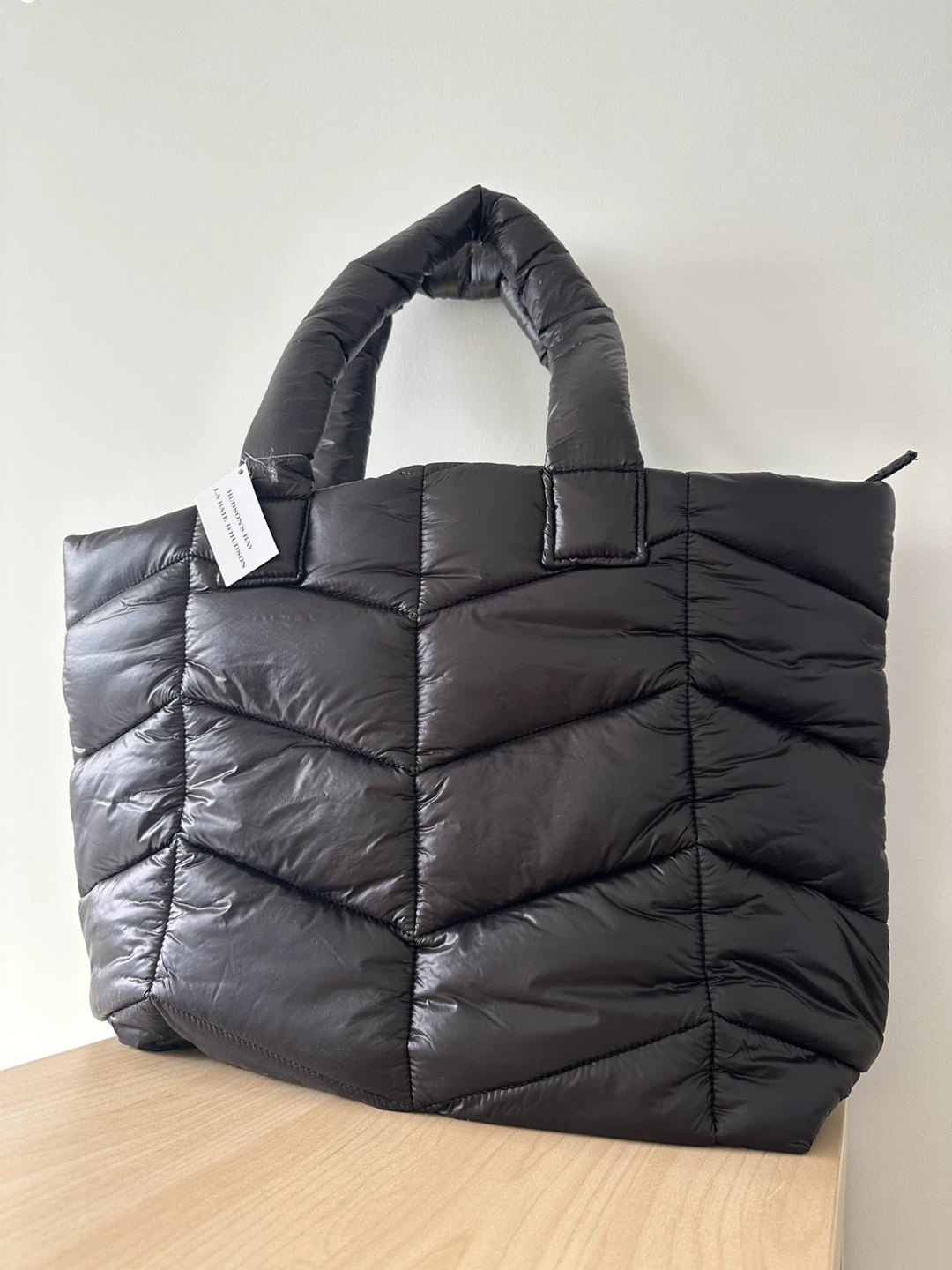 Black Puffer Tote Bag