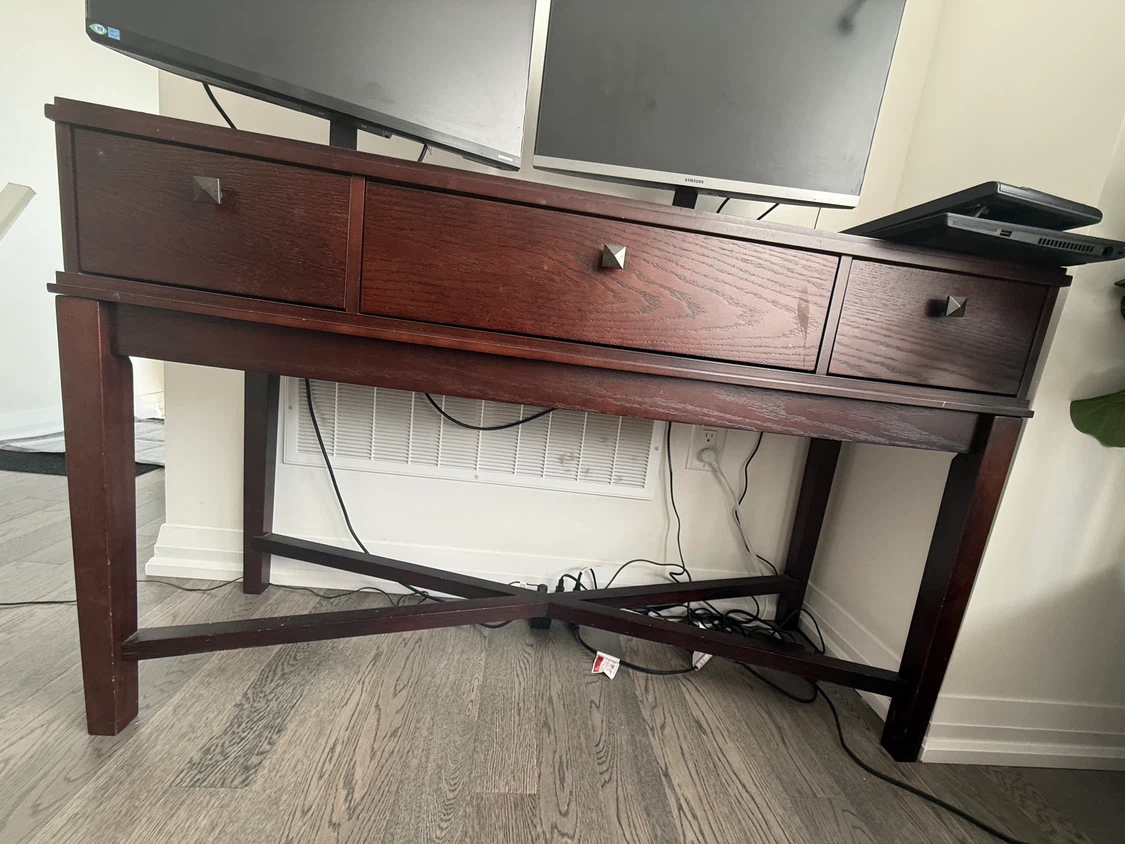 Dark Wood Desk with 3 Drawers - photo 2
