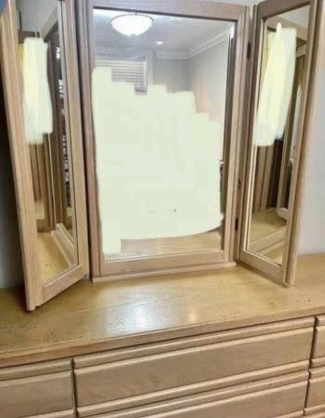 Wooden Dresser with Tri-Fold Mirror - photo 2