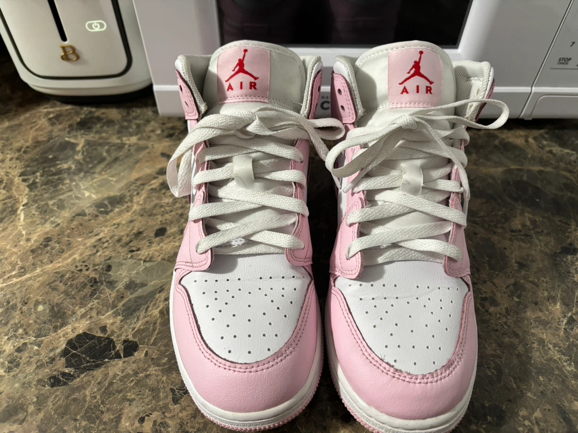 Air Jordan 1 Mid Pink White Sneakers