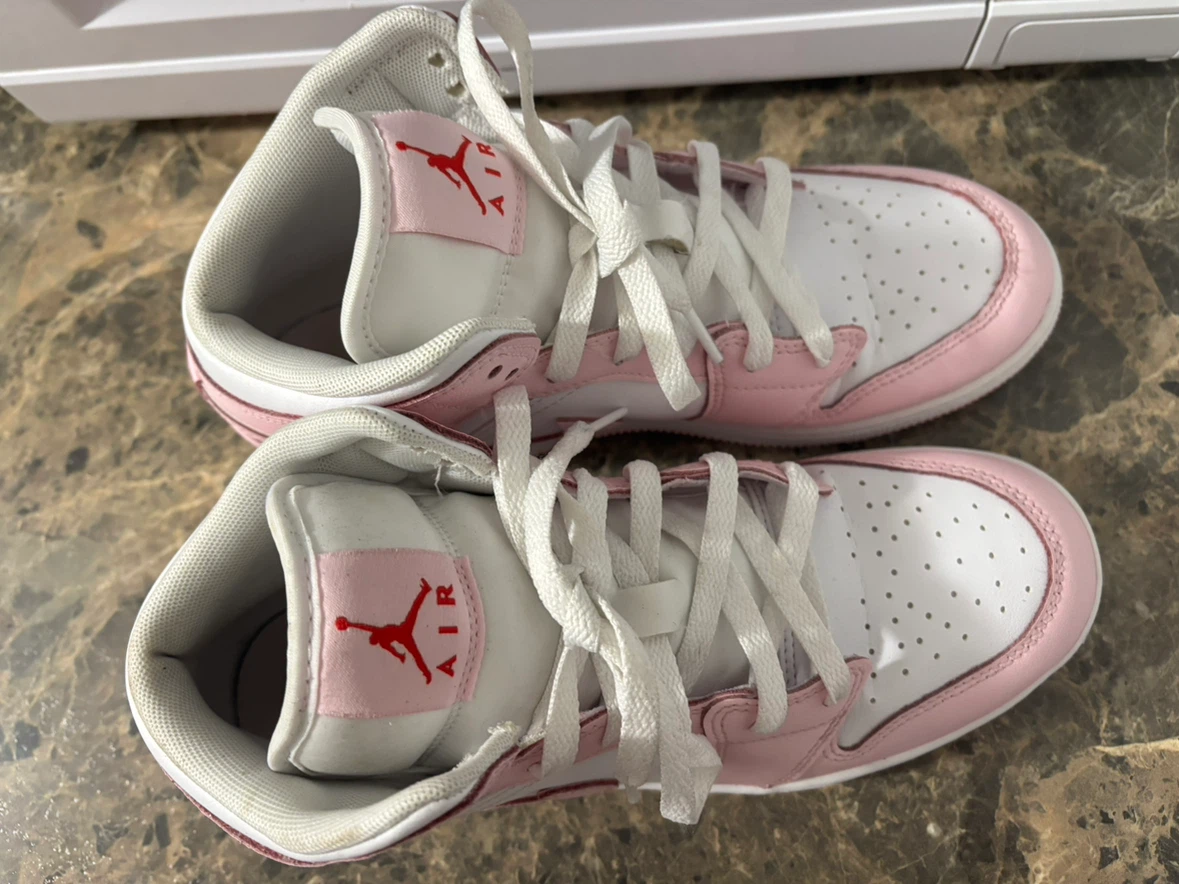 Air Jordan 1 Mid Pink White Sneakers - photo 4