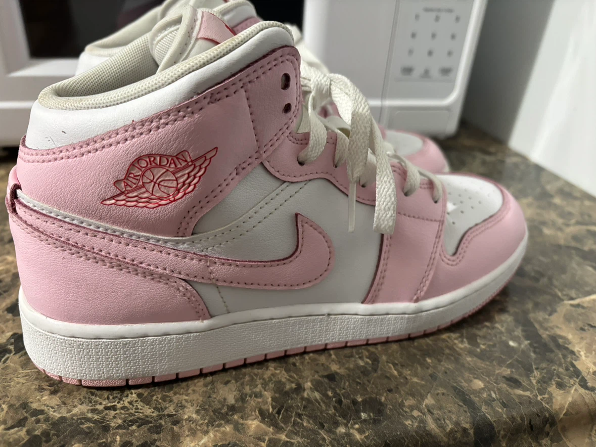 Air Jordan 1 Mid Pink White Sneakers - photo 5