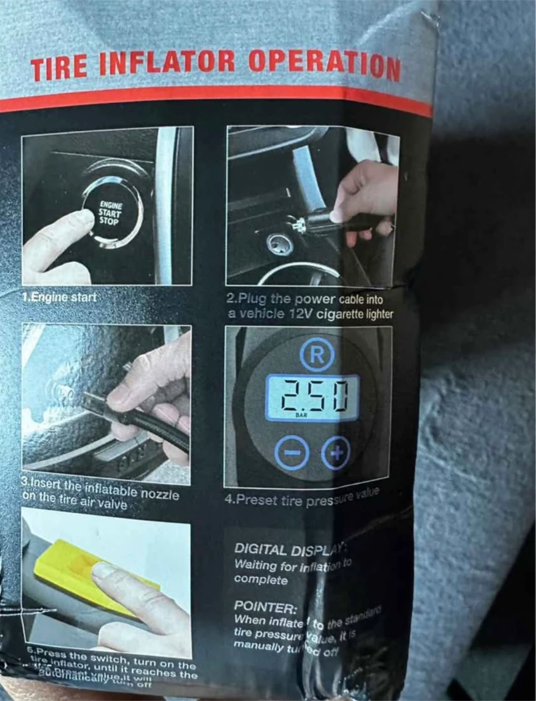 Tire Inflator with 150 PSI Digital Gauge - photo 5
