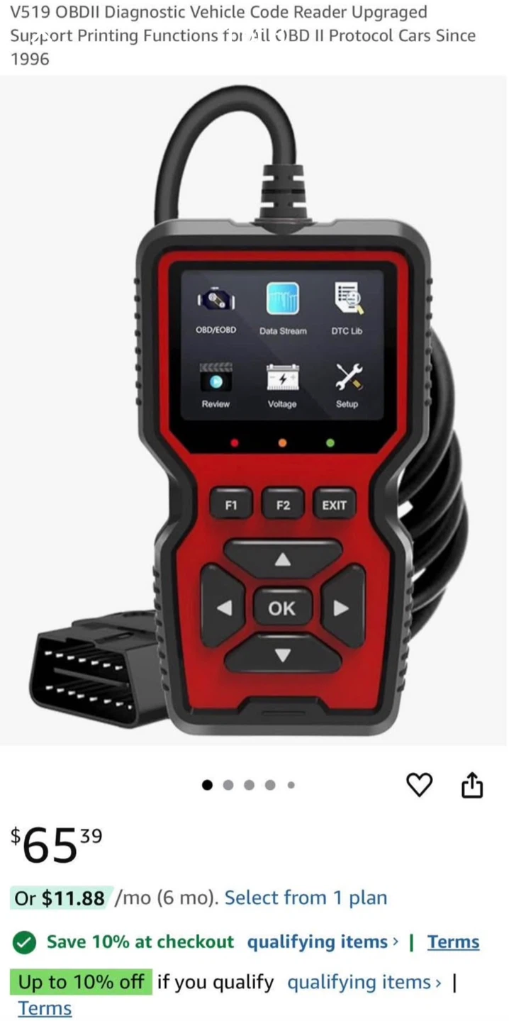 V519 OBDII Diagnostic Vehicle Code Reader