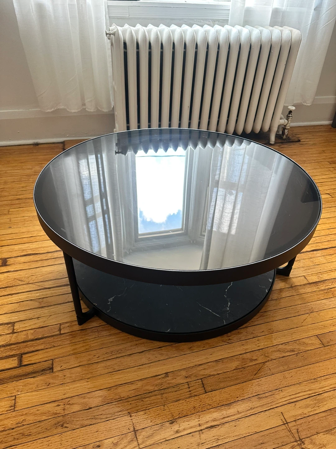 Round Coffee Table with Glass Top