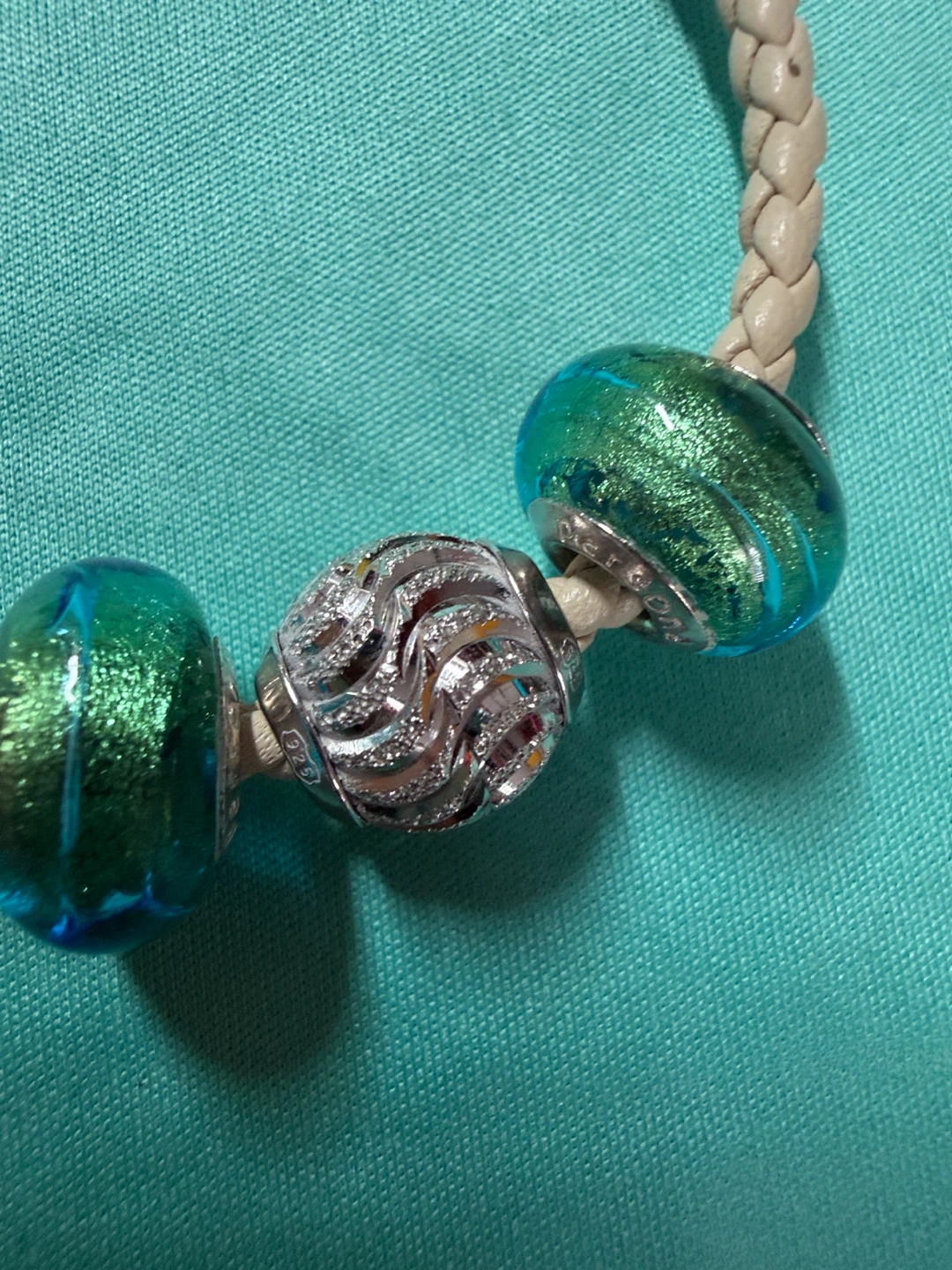 Persona Rare-to-find teal/green Murano glass and silver bracelet - photo 3