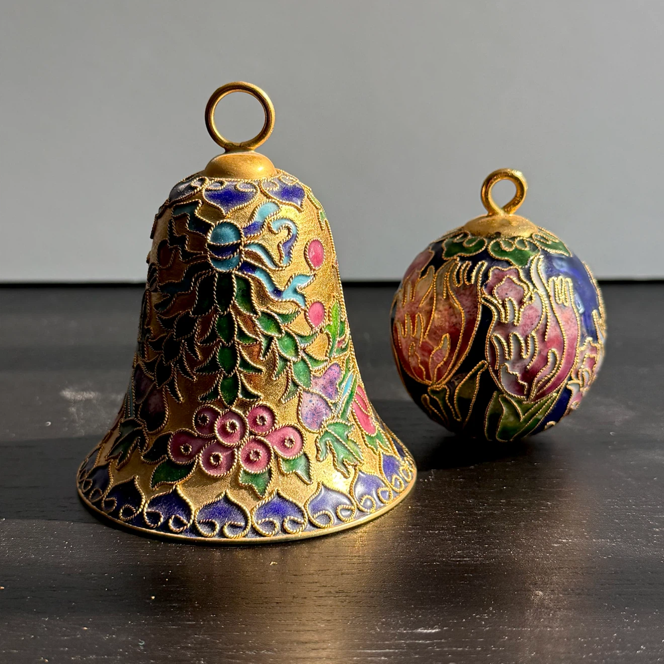 Pair cloisonné ornaments