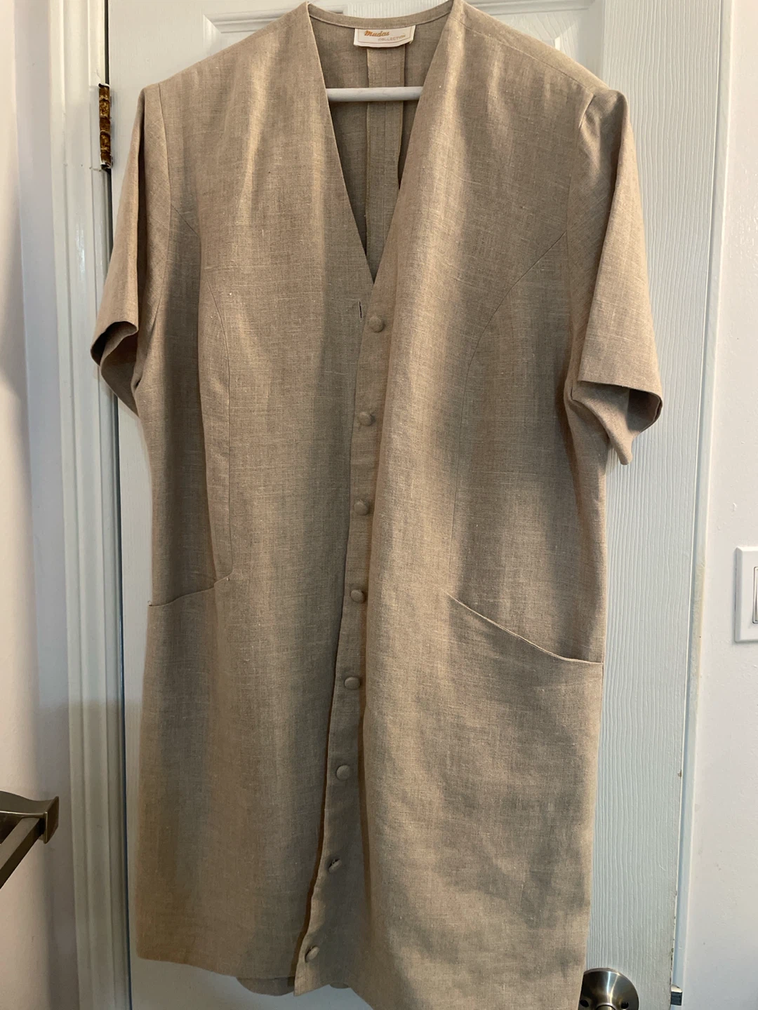 Natural Linen Button-Front Dress