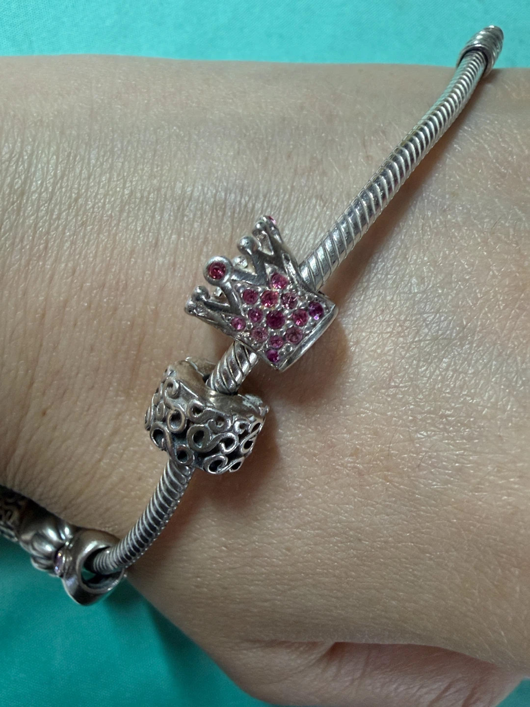 Chamilia Swarovski Pink and Sparkling CROWN Charm fits Pandora