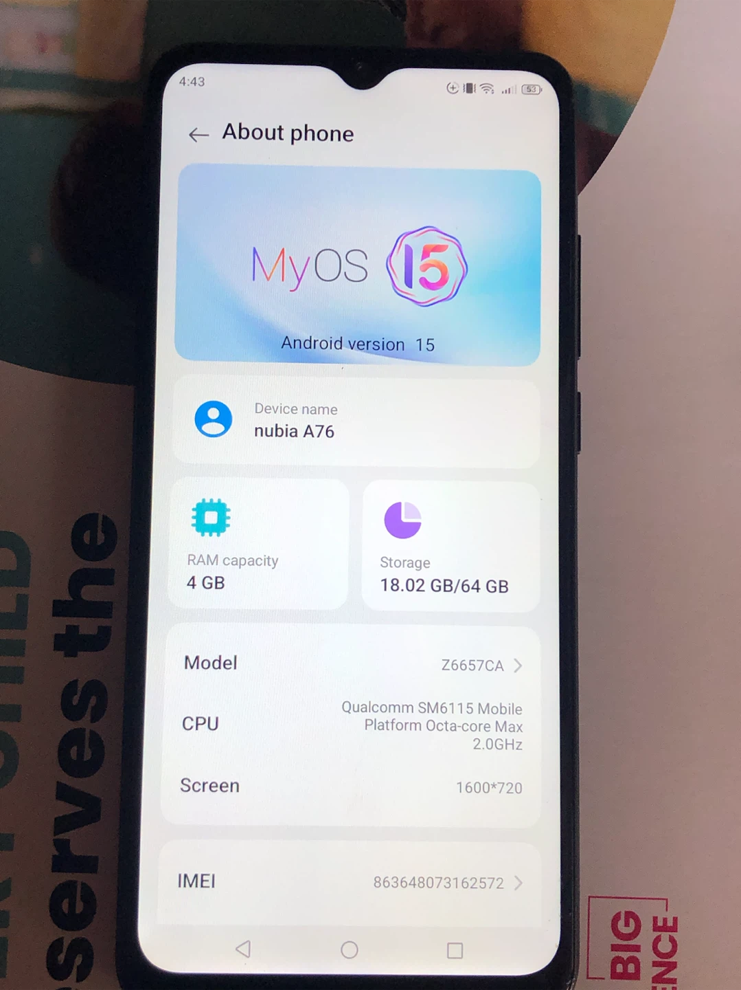 nubia A76 Smartphone - photo 3