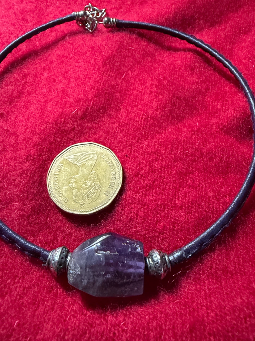 Amethyst Gemstone Necklace on Leather Cord - photo 2