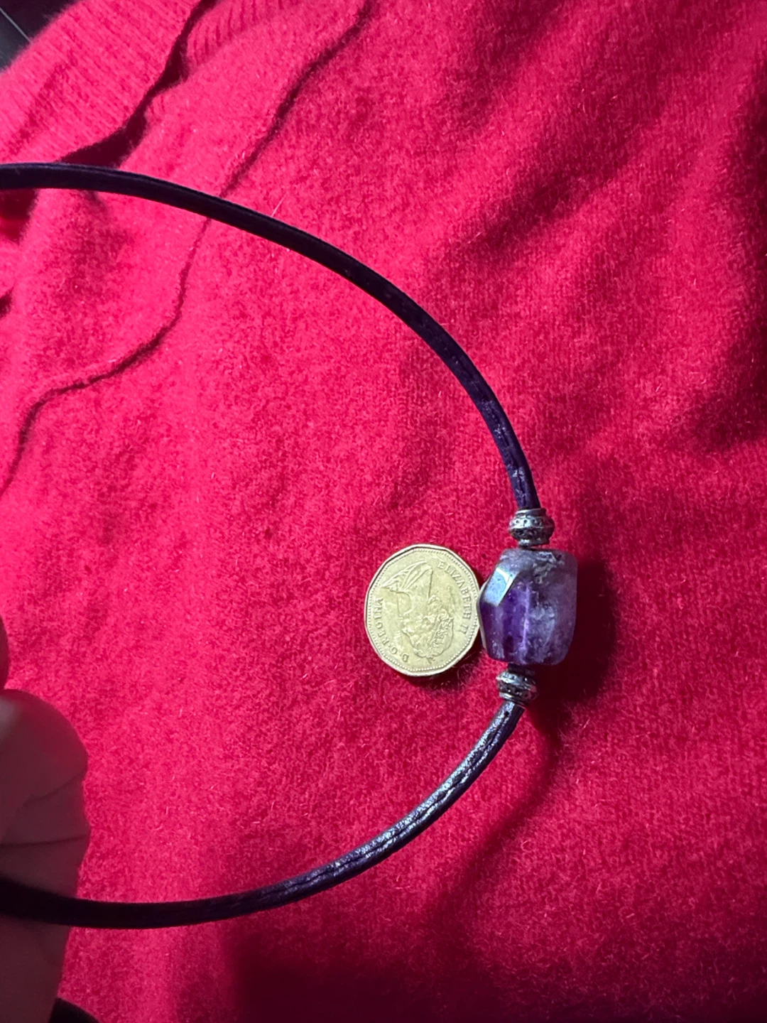Amethyst Gemstone Necklace on Leather Cord - photo 3