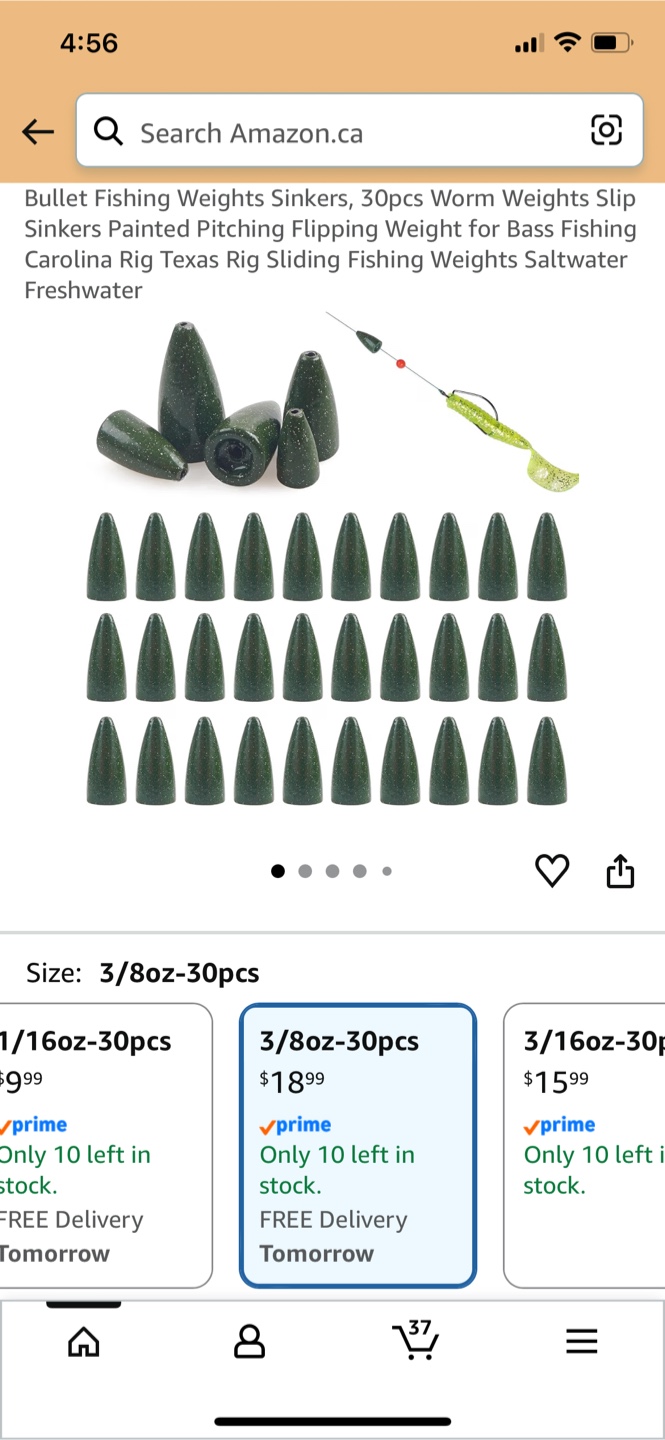 Bullet Fishing Weights Sinkers 3/8oz-28pcs